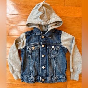 Baby Gap 4 Toddler- Like New Denim Jacket/snaps with Dinosaur Hoodie .